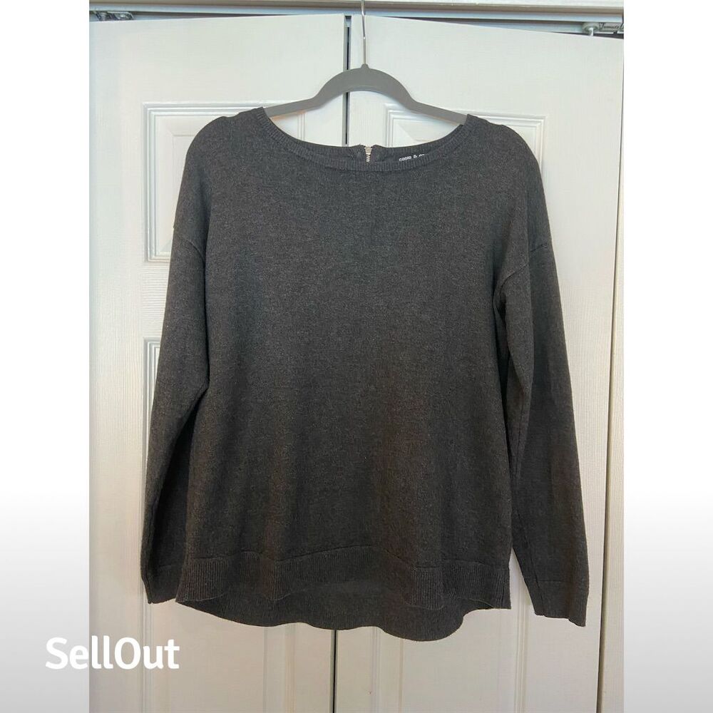 Cable & Gauge Women's Gray Boat-Neck Sweater M Long Sleeve Casual